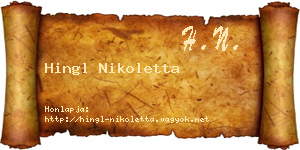Hingl Nikoletta névjegykártya